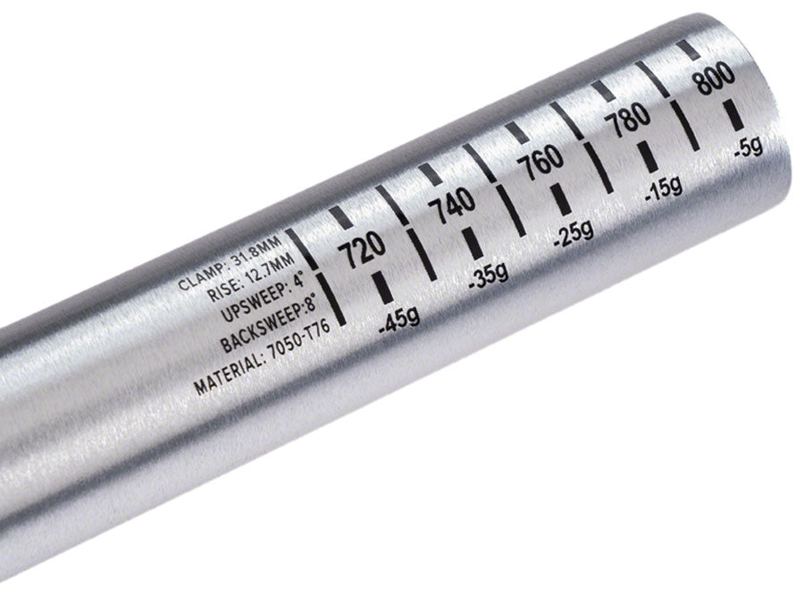 ProTaper A12 Handlebar - 810mm 12mm Rise 31.8mm Aluminum Polished Silver Flat/Riser Handlebar ProTaper   