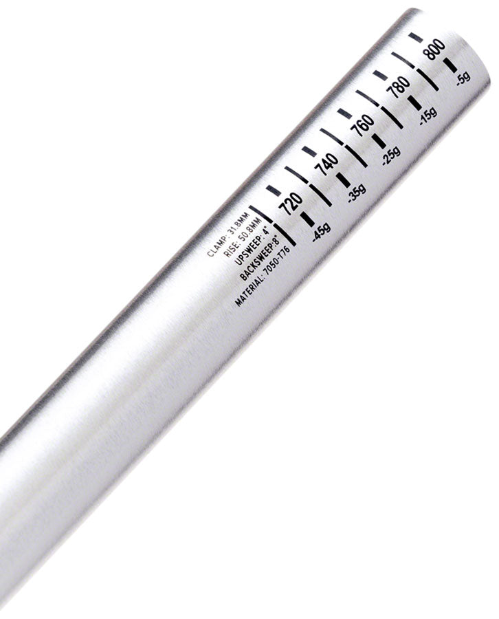 ProTaper A50 Handlebar - 810mm 50mm Rise 31.8mm Aluminum Polished Silver Flat/Riser Handlebar ProTaper   