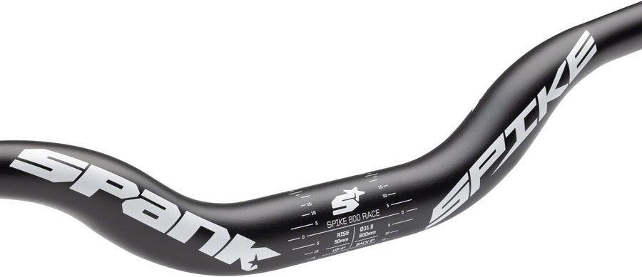 Spank Spike Race Bars 800mm Wide 50mm Rise 31.8mm Clamp Matte Black Flat/Riser Handlebar Spank   