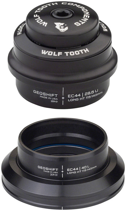 Wolf Tooth GeoShift Performance Angle Headset - 1 Deg Long EC44/EC44 Black Headsets Wolf Tooth   