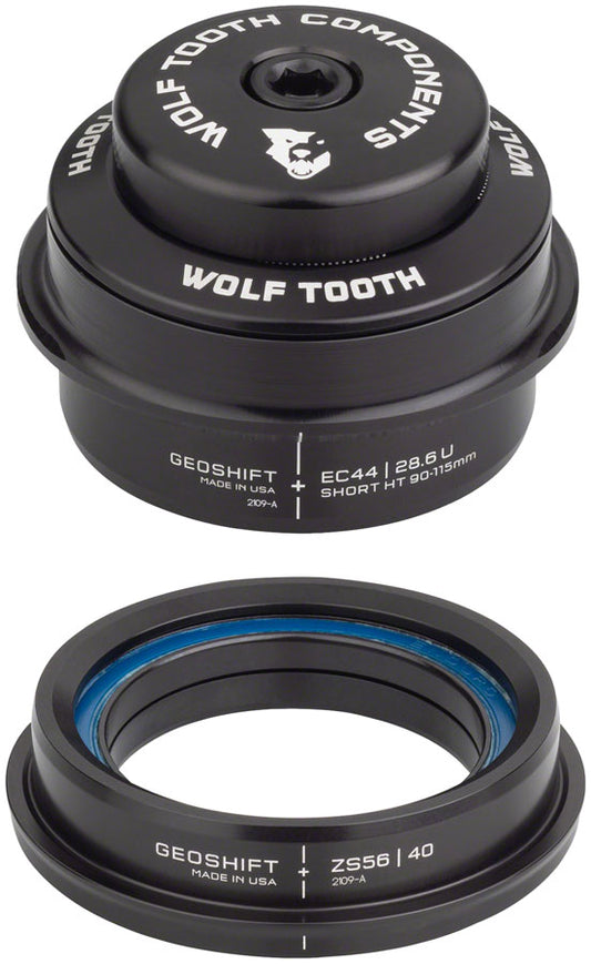 Wolf Tooth GeoShift Performance Angle Headset - 2 Deg Short EC44/ZS56 Black Headsets Wolf Tooth   