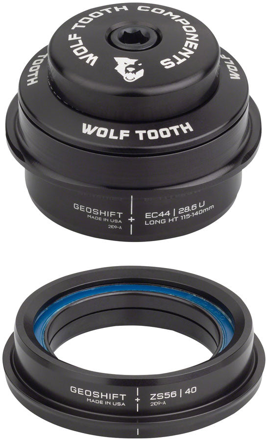Wolf Tooth GeoShift Performance Angle Headset - 2 Deg Long EC44/ZS56 Black Headsets Wolf Tooth   
