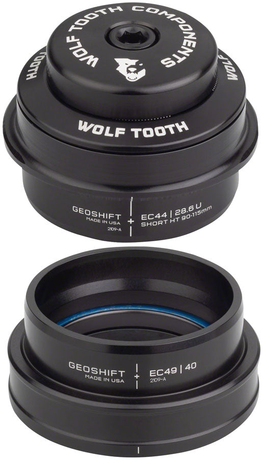 Wolf Tooth GeoShift Performance Angle Headset - 2 Deg Short EC44/EC49 Black Headsets Wolf Tooth   