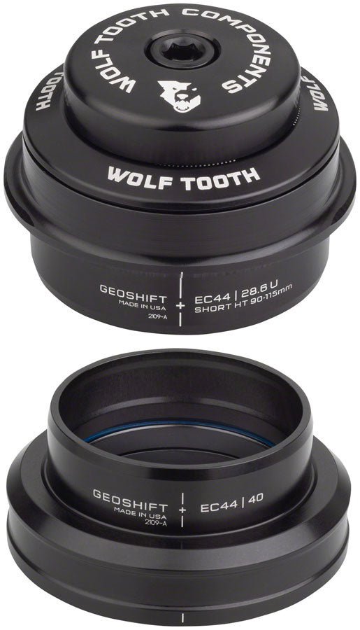 Wolf Tooth GeoShift Performance Angle Headset - 2 Deg Short EC44/EC44 Black Headsets Wolf Tooth   