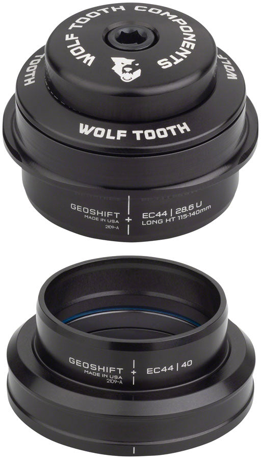 Wolf Tooth GeoShift Performance Angle Headset - 2 Deg Long EC44/EC44 Black Headsets Wolf Tooth   