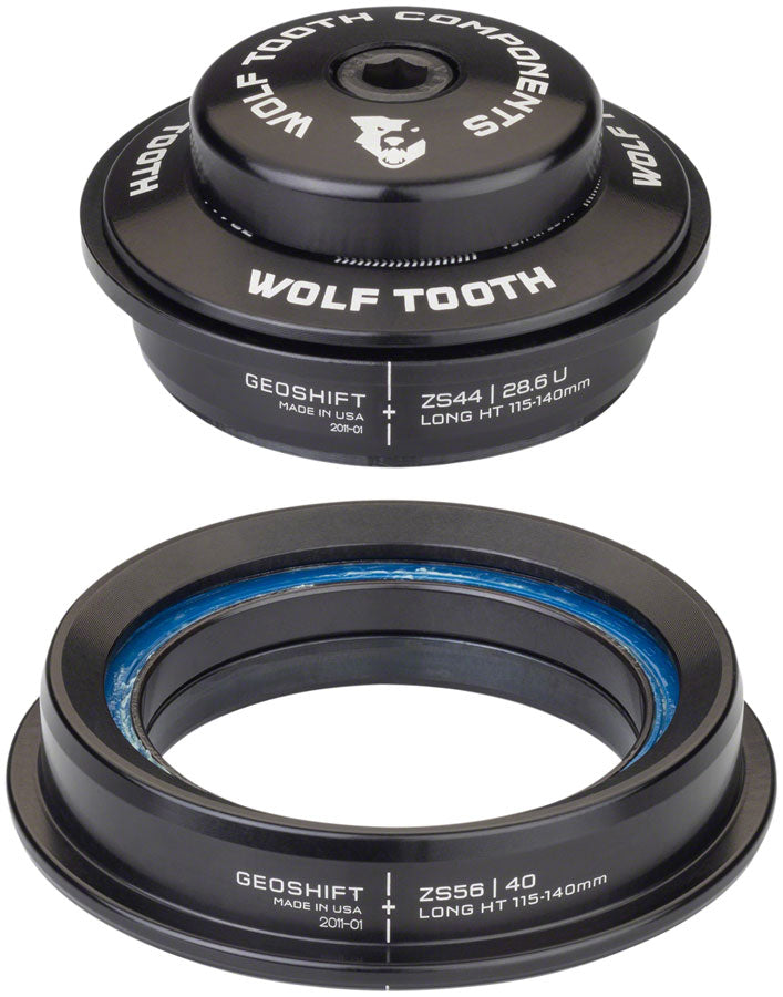 Wolf Tooth GeoShift Performance Angle Headset - 1 Deg Long ZS44/ZS56 Black Headsets Wolf Tooth   