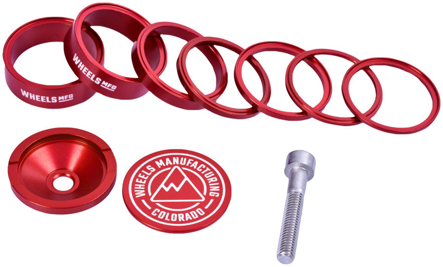 Wheels Manufacturing Pro StackRight Headset Spacer Kit - Red Headset Spacers Wheels Manufacturing   