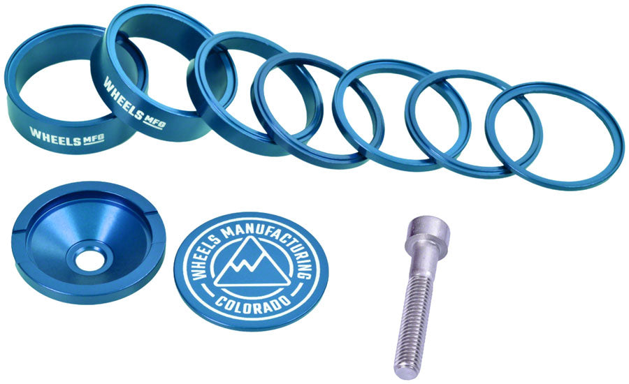 Wheels Manufacturing Pro StackRight Headset Spacer Kit - Teal Headset Spacers Wheels Manufacturing   