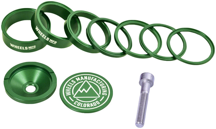 Wheels Manufacturing Pro StackRight Headset Spacer Kit - Green Headset Spacers Wheels Manufacturing   