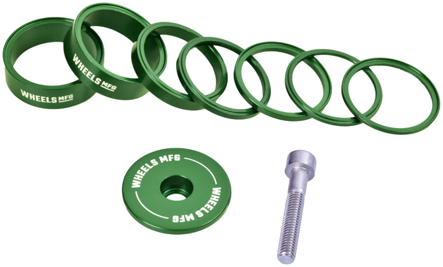 Wheels Manufacturing Essential StackRight Headset Spacer Kit - Green Headset Spacers Wheels Manufacturing   