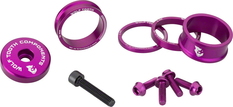 Wolf Tooth BlingKit: Headset Spacer Kit 3 510 15mm Purple Headset Spacers Wolf Tooth   