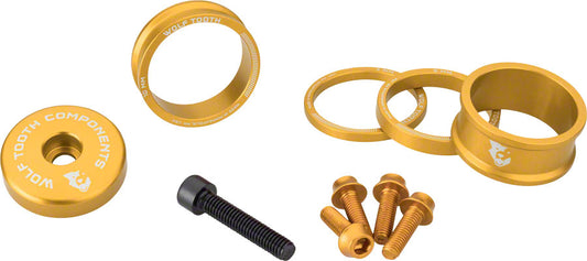 Wolf Tooth BlingKit: Headset Spacer Kit 3 510 15mm Gold Headset Spacers Wolf Tooth   