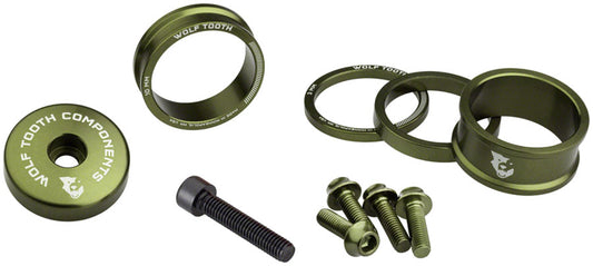 Wolf Tooth BlingKit: Headset Spacer Kit 3 510 15mm Olive Headset Spacers Wolf Tooth   
