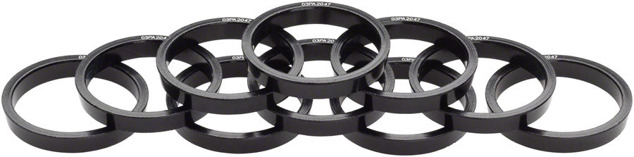 Problem Solvers Tapered Headset Stack Spacer - 28.6 5mm Aluminum BLK Bag of 10 Headset Spacers Problem Solvers   