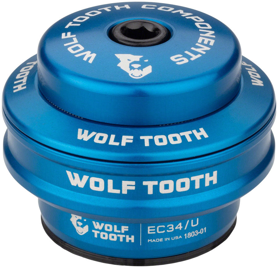 Wolf Tooth Premium Headset - EC34/28.6 Upper 16mm Stack Blue Headset Upper Wolf Tooth   