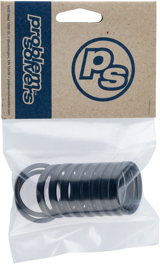 Problem Solvers Headset Stack Spacer - 28.6 5mm Aluminum Black Bag of 10 Headset Spacers Problem Solvers   