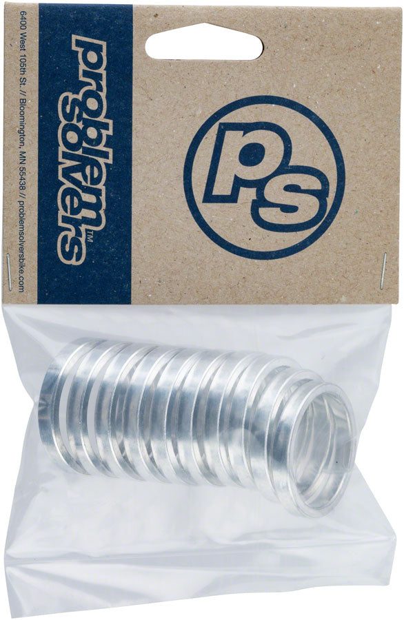Problem Solvers Headset Stack Spacer - 28.6 5mm Aluminum Silver Bag of 10 Headset Spacers Problem Solvers   