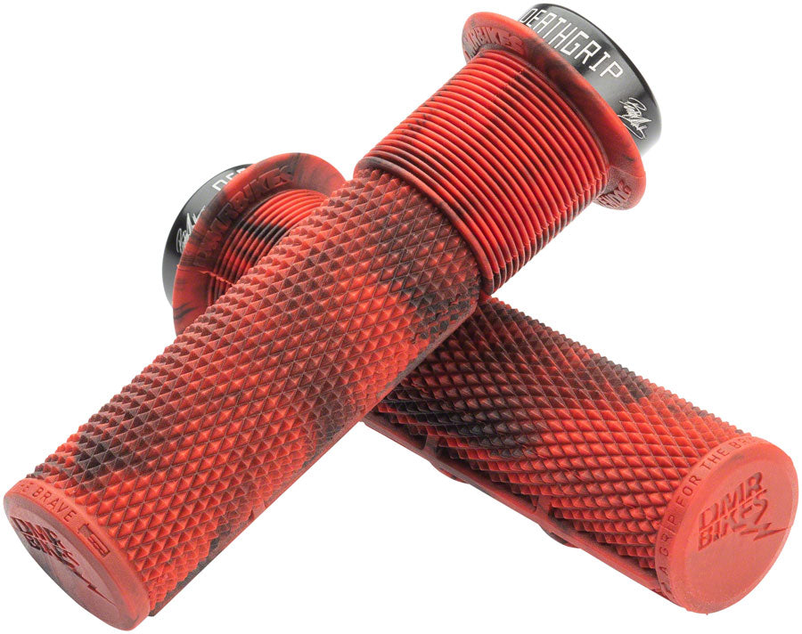 DMR DeathGrip Flanged Grips - Thick Lock-On Marble Red Grips DMR   