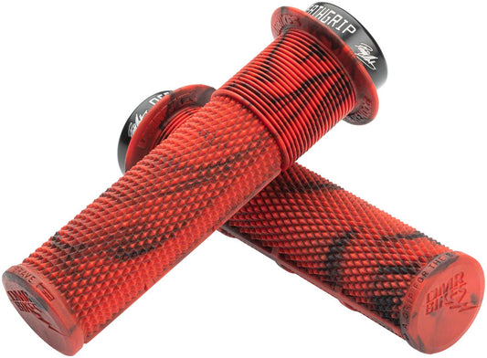 DMR DeathGrip Flanged Grips - Thin Lock-On Marble Red Grips DMR   