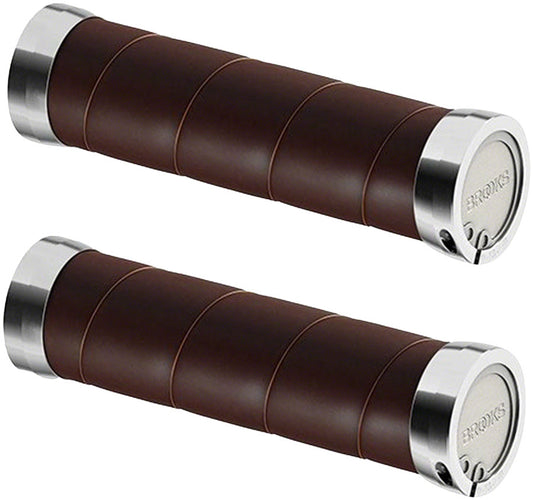 Brooks Slender Leather Grips - Brown 130/130mm Grips Brooks   