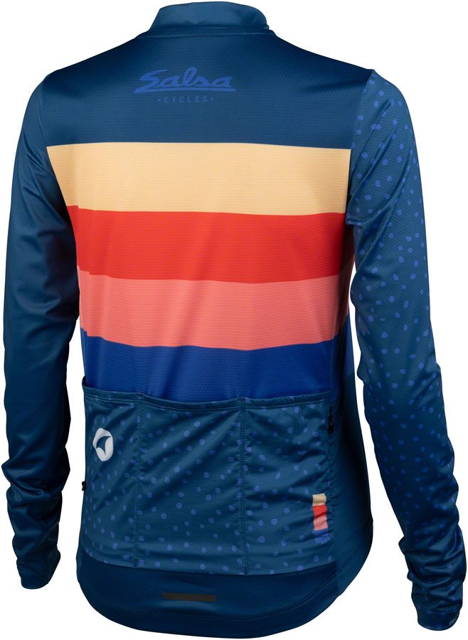 Salsa Team Polytone Womens Long Sleeve Jersey - Dark Blue w/ Stripes Medium Jerseys Salsa   
