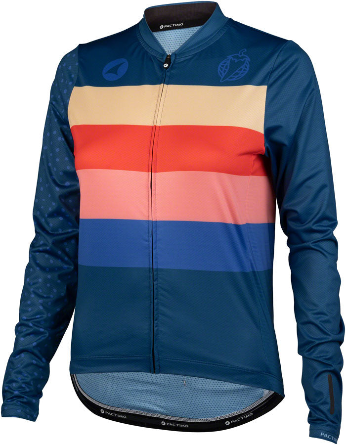Salsa Team Polytone Womens Long Sleeve Jersey - Dark Blue w/ Stripes Medium Jerseys Salsa   
