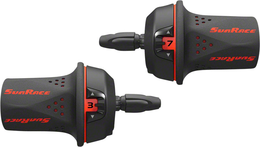 SunRace M21 Twist Shift Set 7-Speed Rear 3-Speed Front: Red Shifters SunRace   