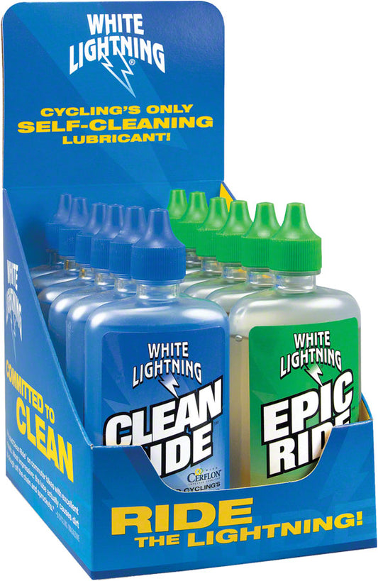 White Lightning Clean Ride Epic Ride Bike Chain Lube - 4oz Drip Box of 12 Degreaser / Cleaner White Lightning   