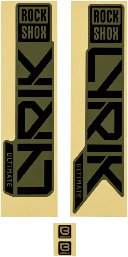 RockShox Fork Decal Kit - Lyrik Ultimate 27.5"/29" Gloss BLK For Gloss Green 2023+ Sticker/Decal RockShox   