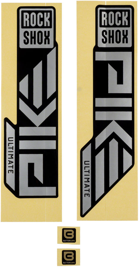 RockShox Fork Decal Kit - Pike Ultimate 27.5"/29" Matte Silver Foil For High Gloss BLK 2023+ Sticker/Decal RockShox   