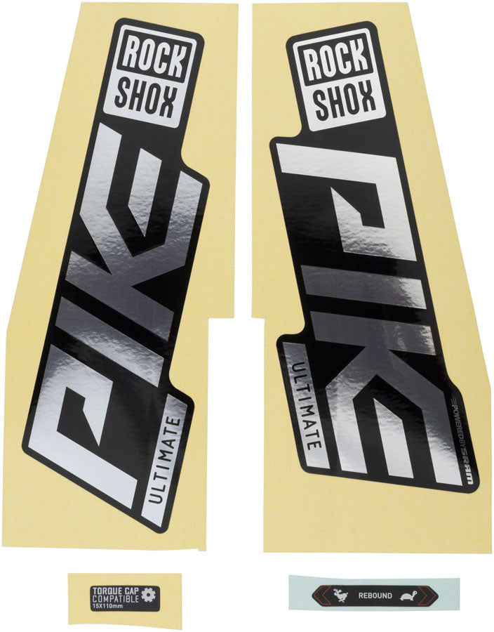 Rockshox Fork Decal Kit - Pike Ultimate 27.5"/29" Gloss Polar Foil/High Gloss BLK Sticker/Decal RockShox   