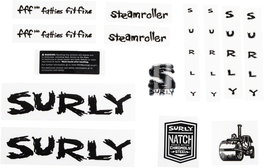 Surly Steamroller Decal Set - Black Sticker/Decal Surly   