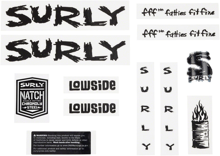 Surly Lowside Frame Decal Set - Black Sticker/Decal Surly   