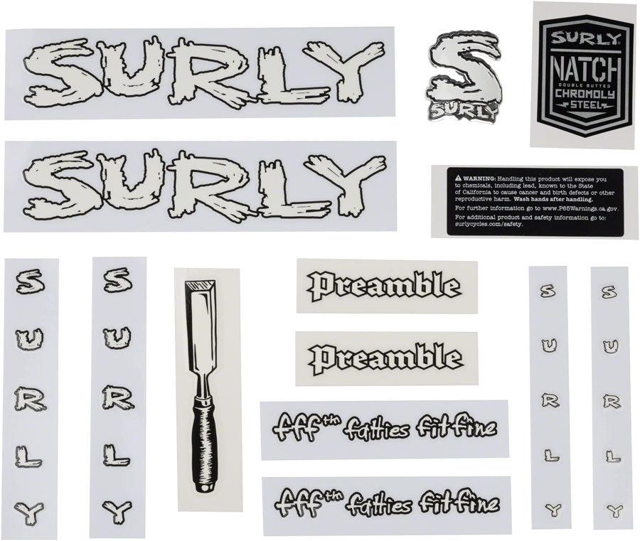 Surly Preamble Decal Set - White Sticker/Decal Surly   