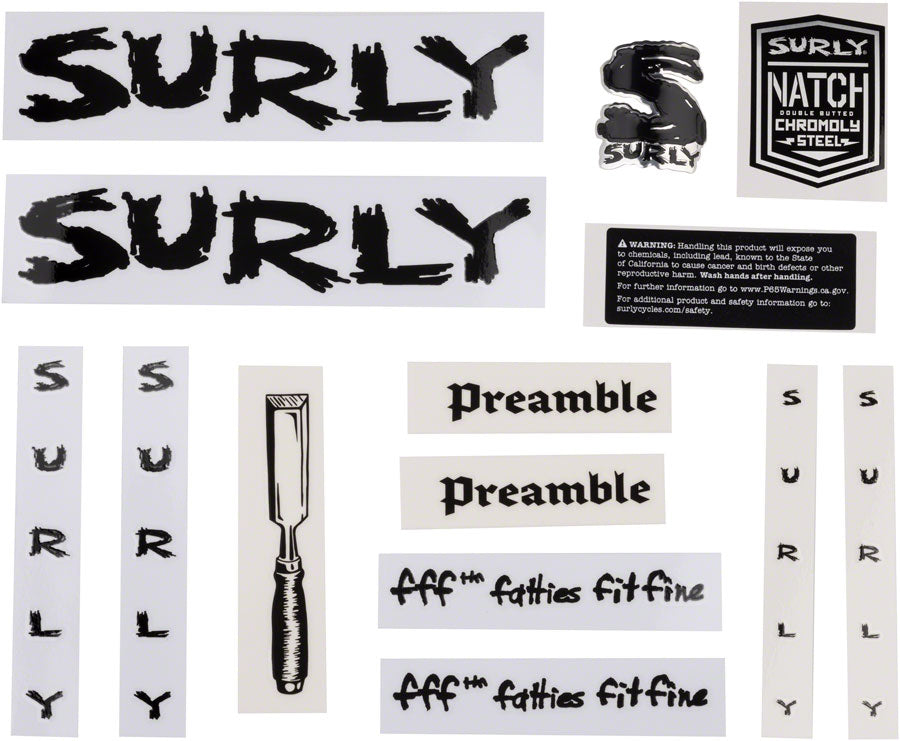 Surly Preamble Decal Set - Black Sticker/Decal Surly   