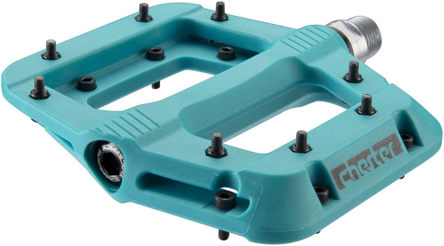 RaceFace Chester Pedals - Platform Composite 9/16"Turquoise Replaceable Pins Pedals Race Face   