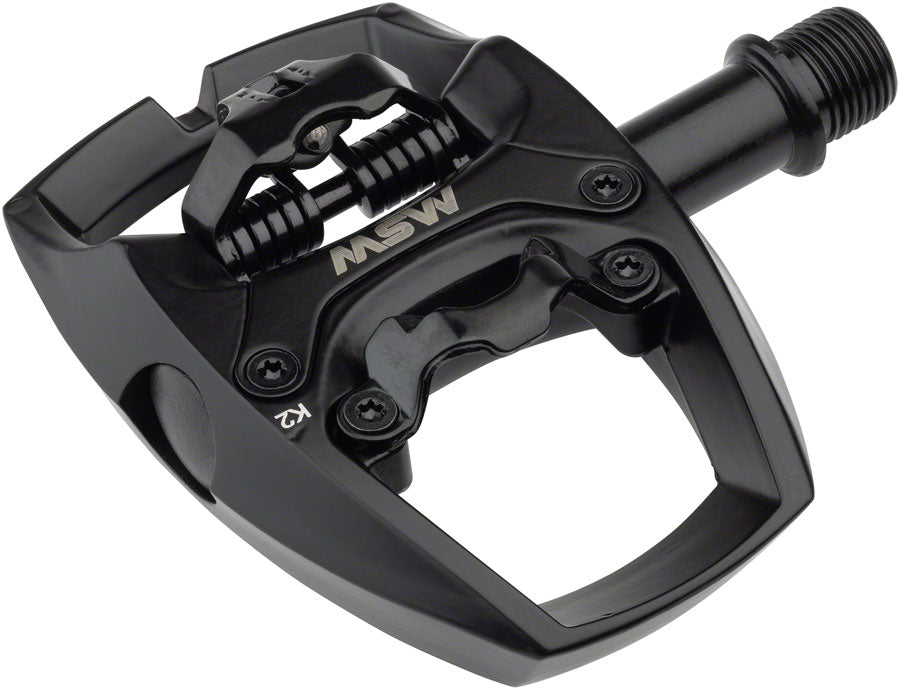 MSW Flip I Pedals - Single Side Clipless Platform Aluminum 9/16" Intense BLK Pedals MSW   