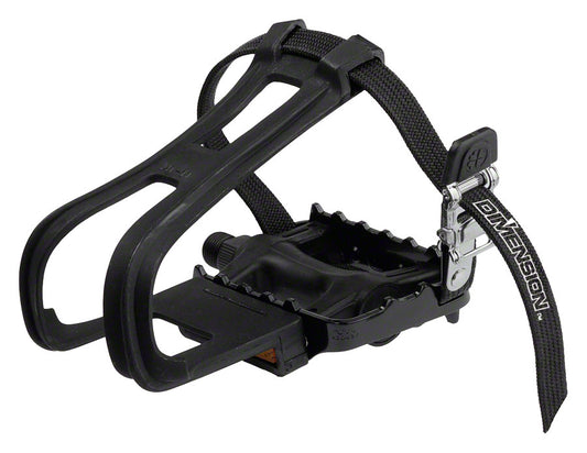 Dimension Sport Combo Pedals/Toe Clip Combo - Plastic 9/16" Black Pedals Dimension   