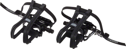 Dimension Compe Combo Pedals/Toe Clip Combo - Aluminum 9/16" Black Pedals Dimension   