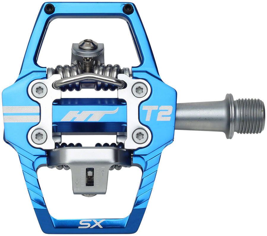 HT Components T2-SX Pedals - Dual Sided Clipless Platform Aluminum 9/16" Royal Blue Pedals HT Components   