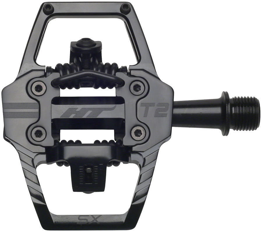 HT Components T2-SX Pedals - Dual Sided Clipless Platform Aluminum 9/16" Stealth BLK Pedals HT Components   