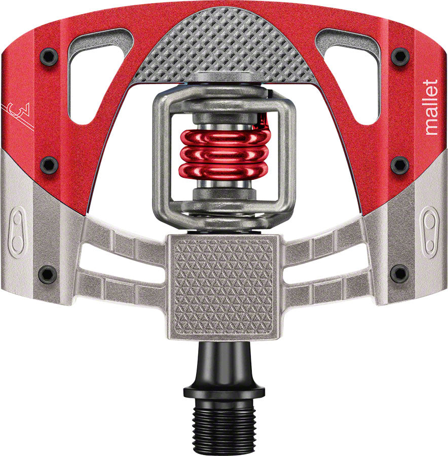 Crank Brothers Mallet 3 Pedals - Dual Sided Clipless Platform Aluminum 9/16" Raw /Red Pedals Crank Brothers   