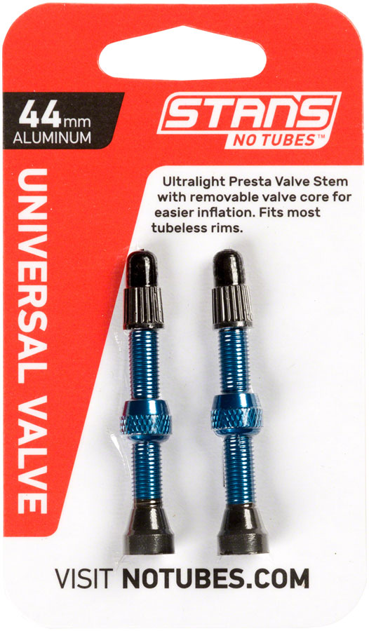 Stans NoTubes Alloy Valve Stems - 44mm Pair Blue Tubeless Valves Stans No Tubes   