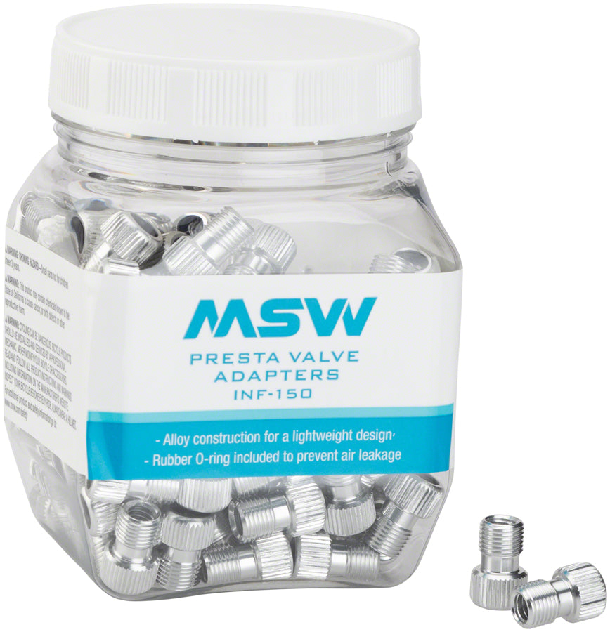 MSW Presta Valve to Schrader Valve Adapter Jar of 150 Valve Caps & Parts MSW   