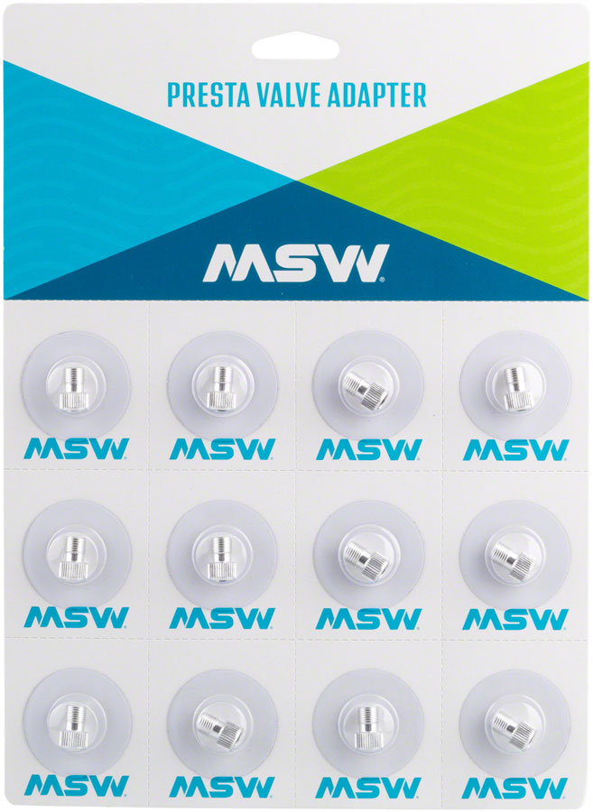 MSW Presta Valve Adapter - Card of 12 Valve Caps & Parts MSW   