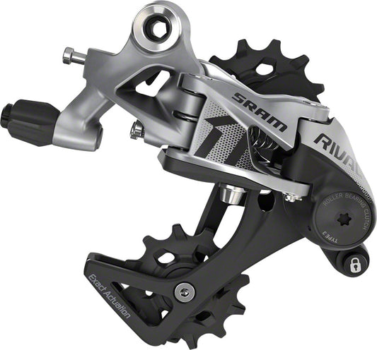 SRAM Rival 1 Rear Derailleur - 11 Speed Medium Cage Black/Silver Rear Derailleurs SRAM   