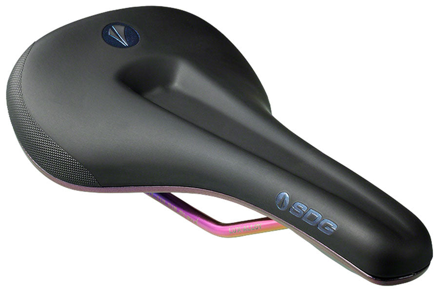 SDG Bel-Air V3 MAX Saddle - PVD Coated Lux-Alloy BLK/Oil-Slick Sonic Welded Sides Limited Edition Fuel Saddles SDG   