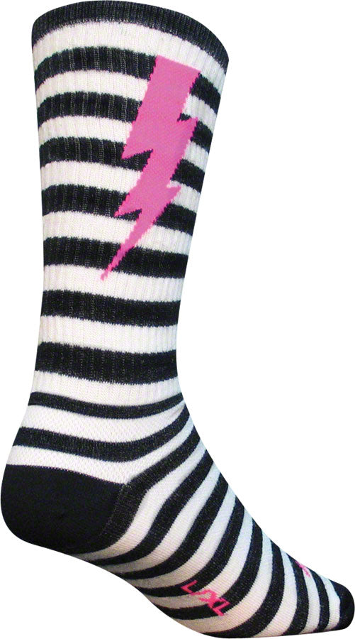 SockGuy Wool Lightning Socks - 8" Black/White Small/Medium Socks SockGuy   