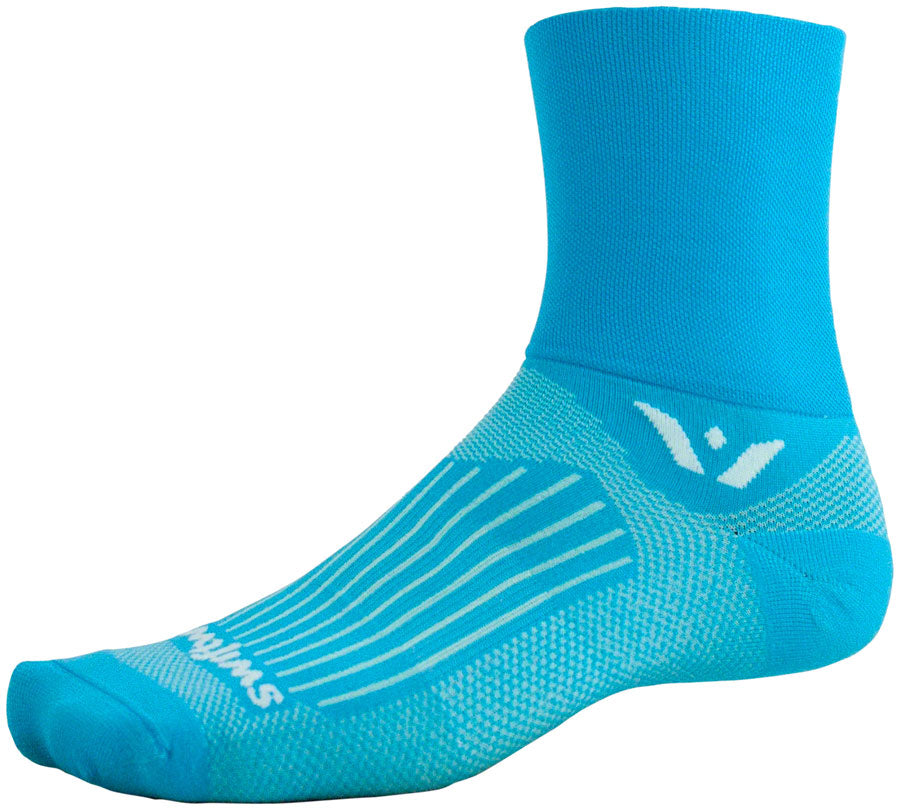 Swiftwick Aspire Four Socks - 4" Lagoon Blue Large Socks Swiftwick   