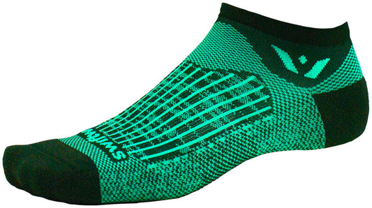 Swiftwick Aspire Zero Socks - No Show Bolt Black Seafoam Large Socks Swiftwick   